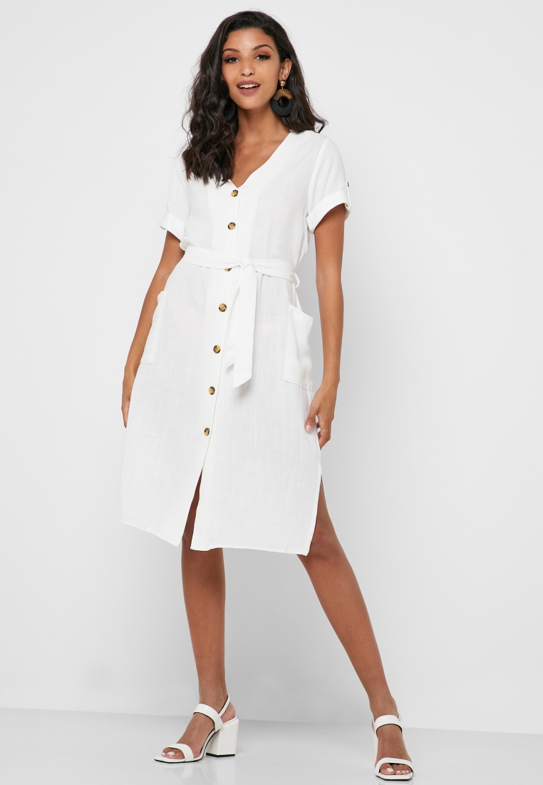 linen button up dress