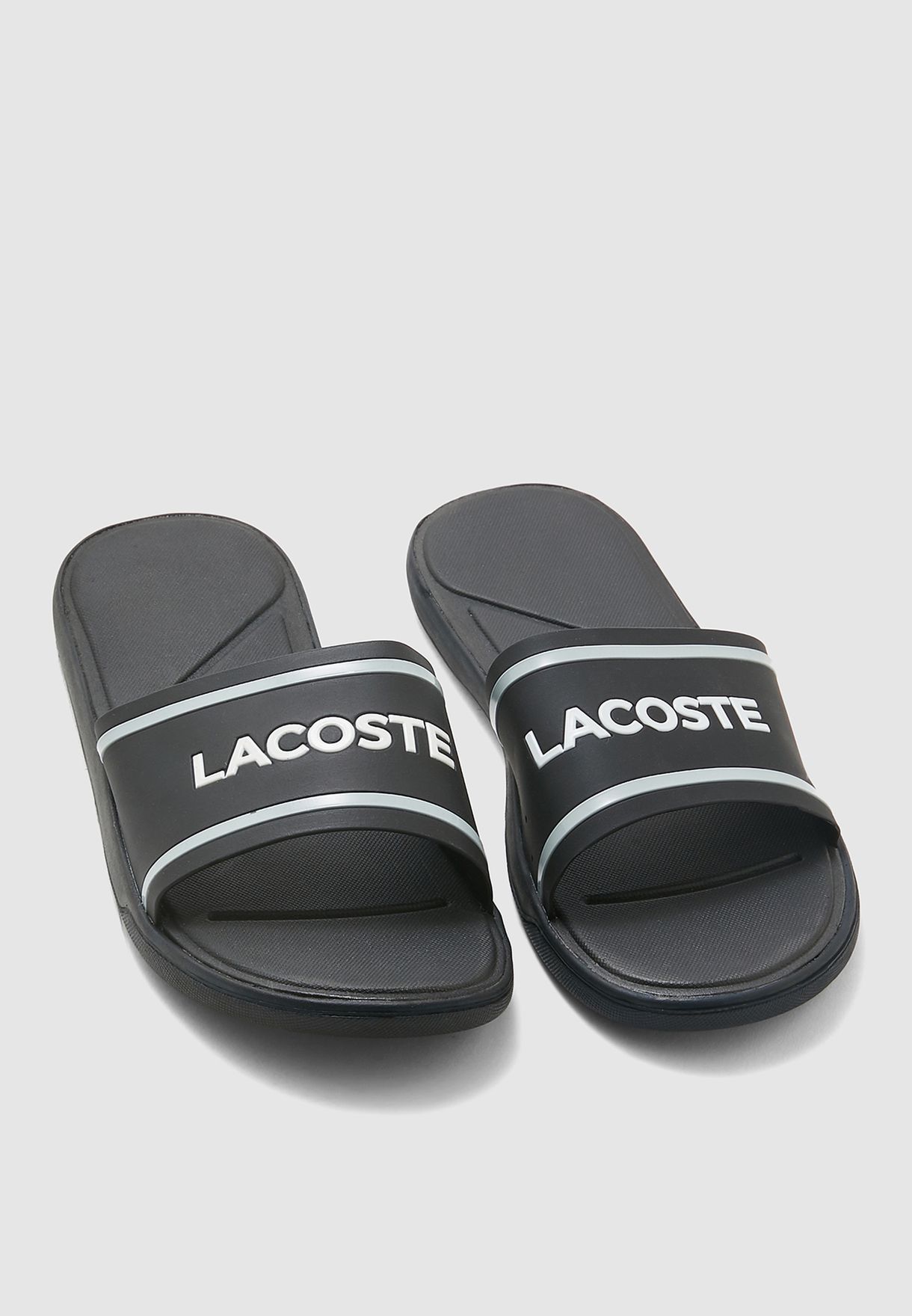 black lacoste slides