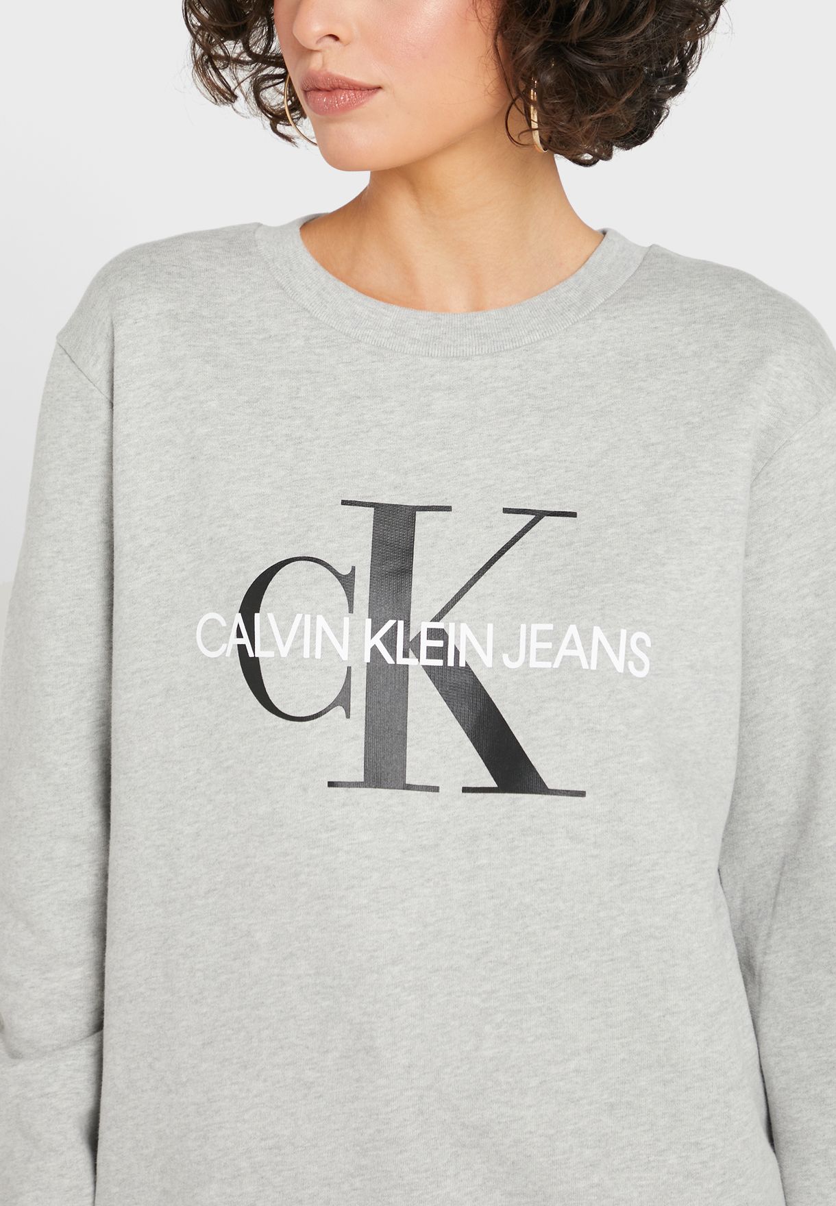 Buy Calvin Klein Jeans grey Monogram Logo Sweatshirt for Women in MENA,  Worldwide