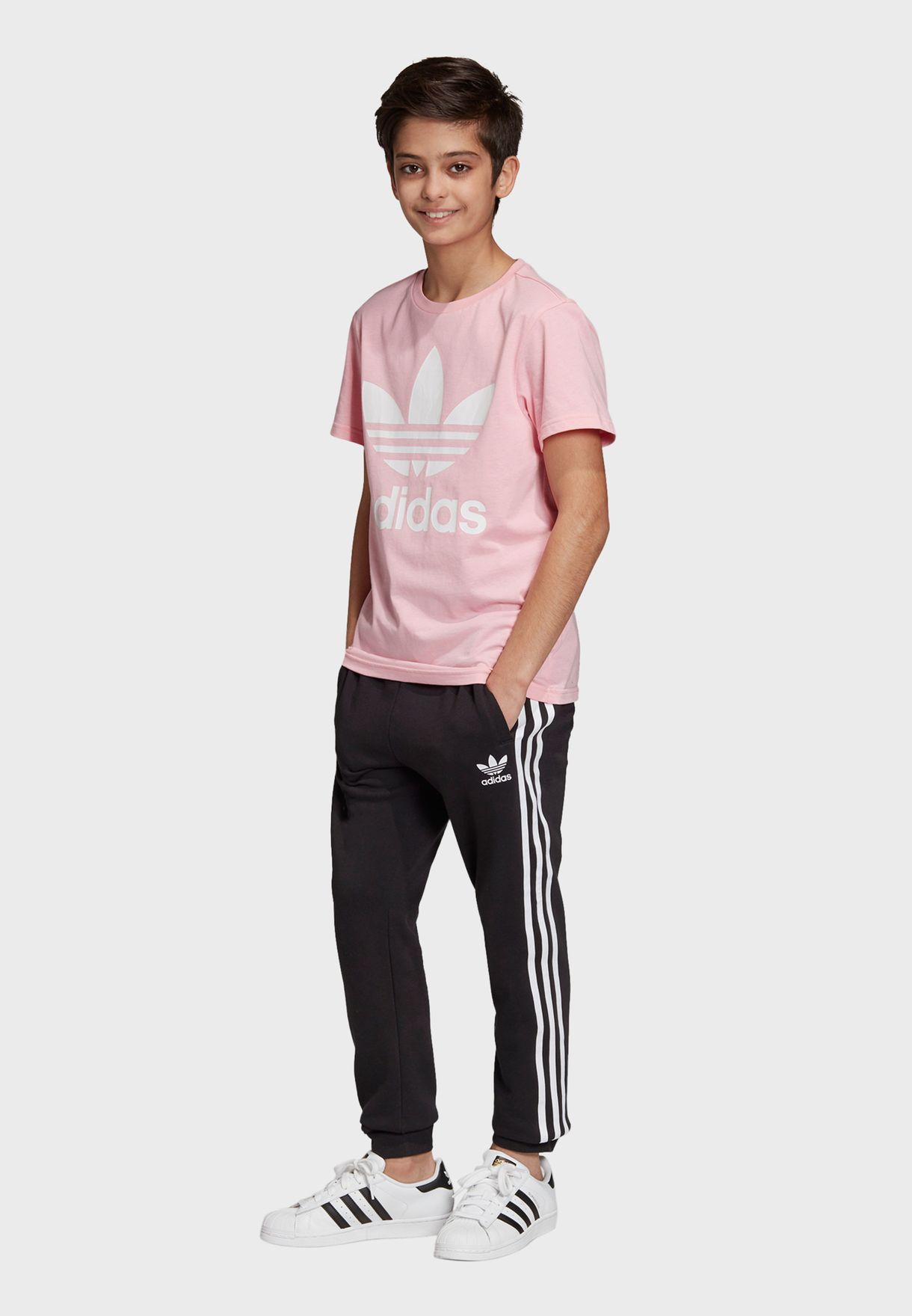 pink adidas trefoil t shirt