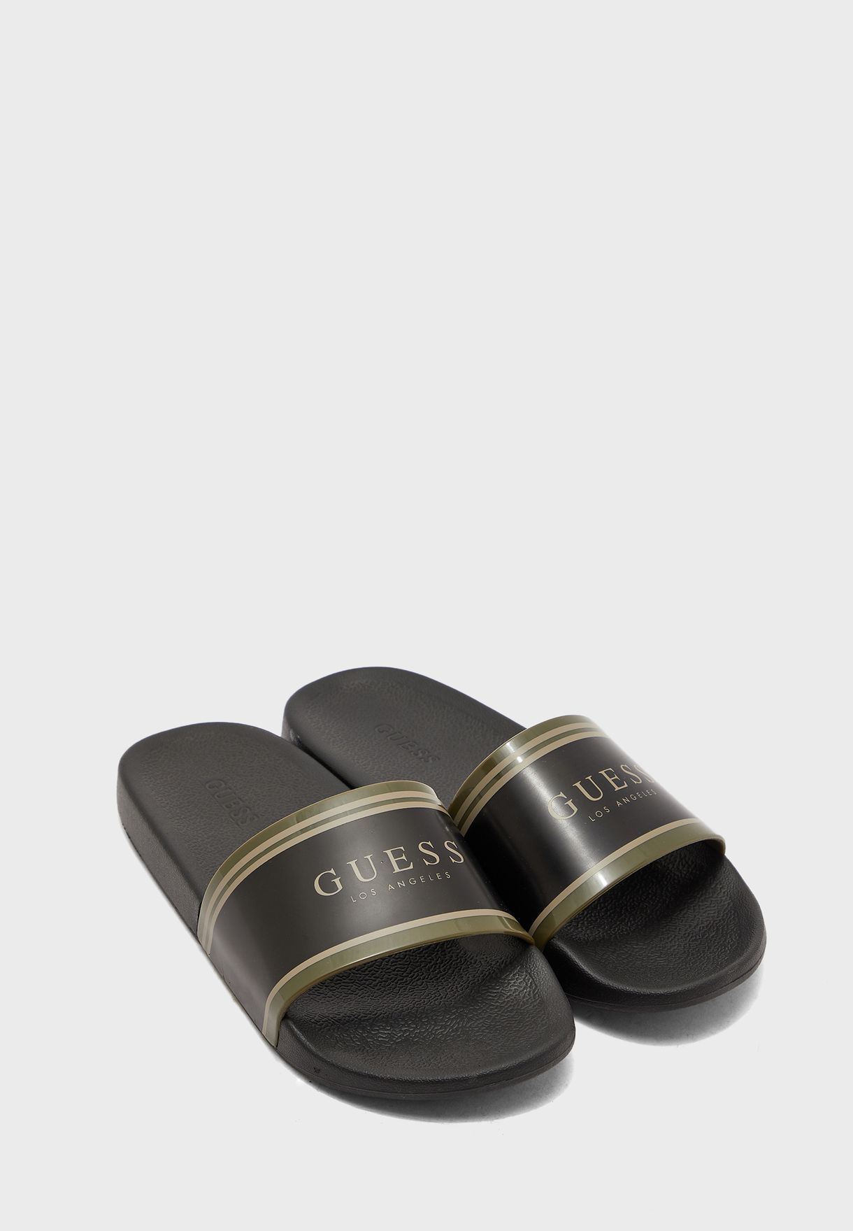 black and gold guess slides