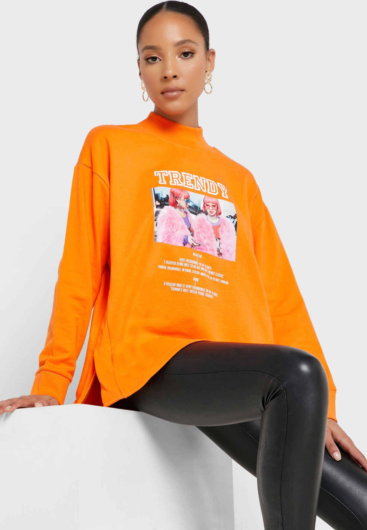 orange graphic sweatshirt