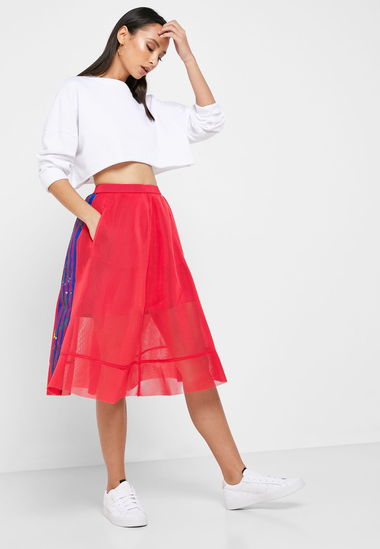adidas mesh skirt red