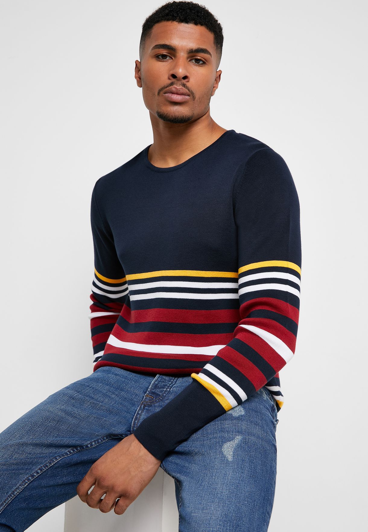 multicolor striped sweater mens
