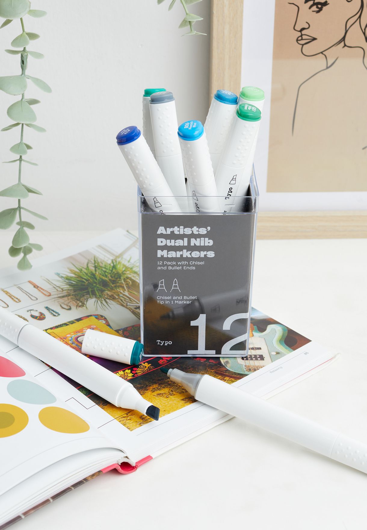 Set Of 12 Artists Dual Nib Marker Pens