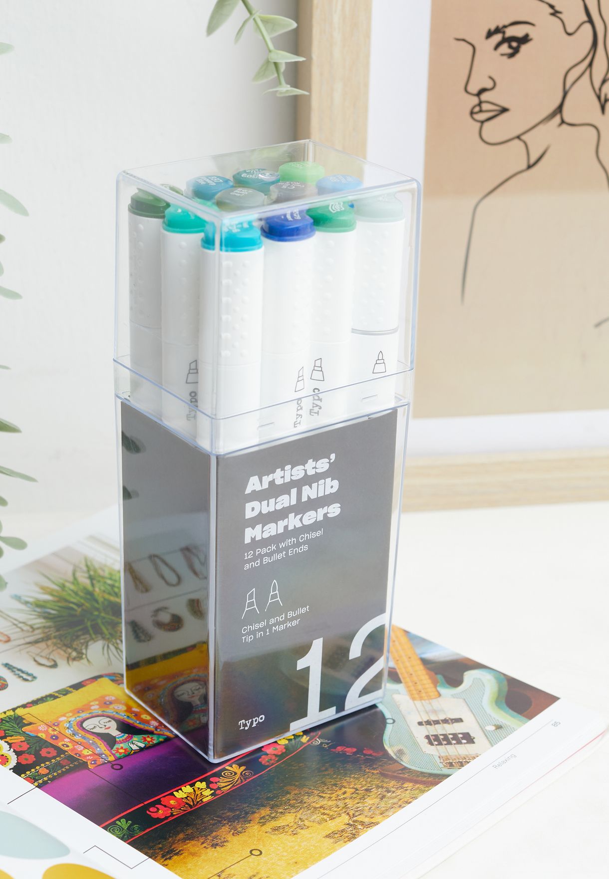 Set Of 12 Artists Dual Nib Marker Pens