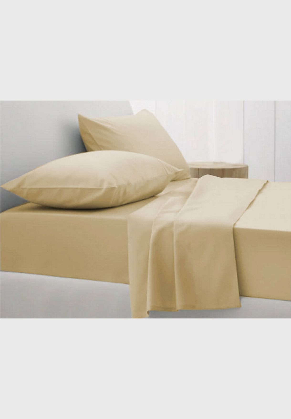 King Beige 200Tc Cotton Fitted Sheet