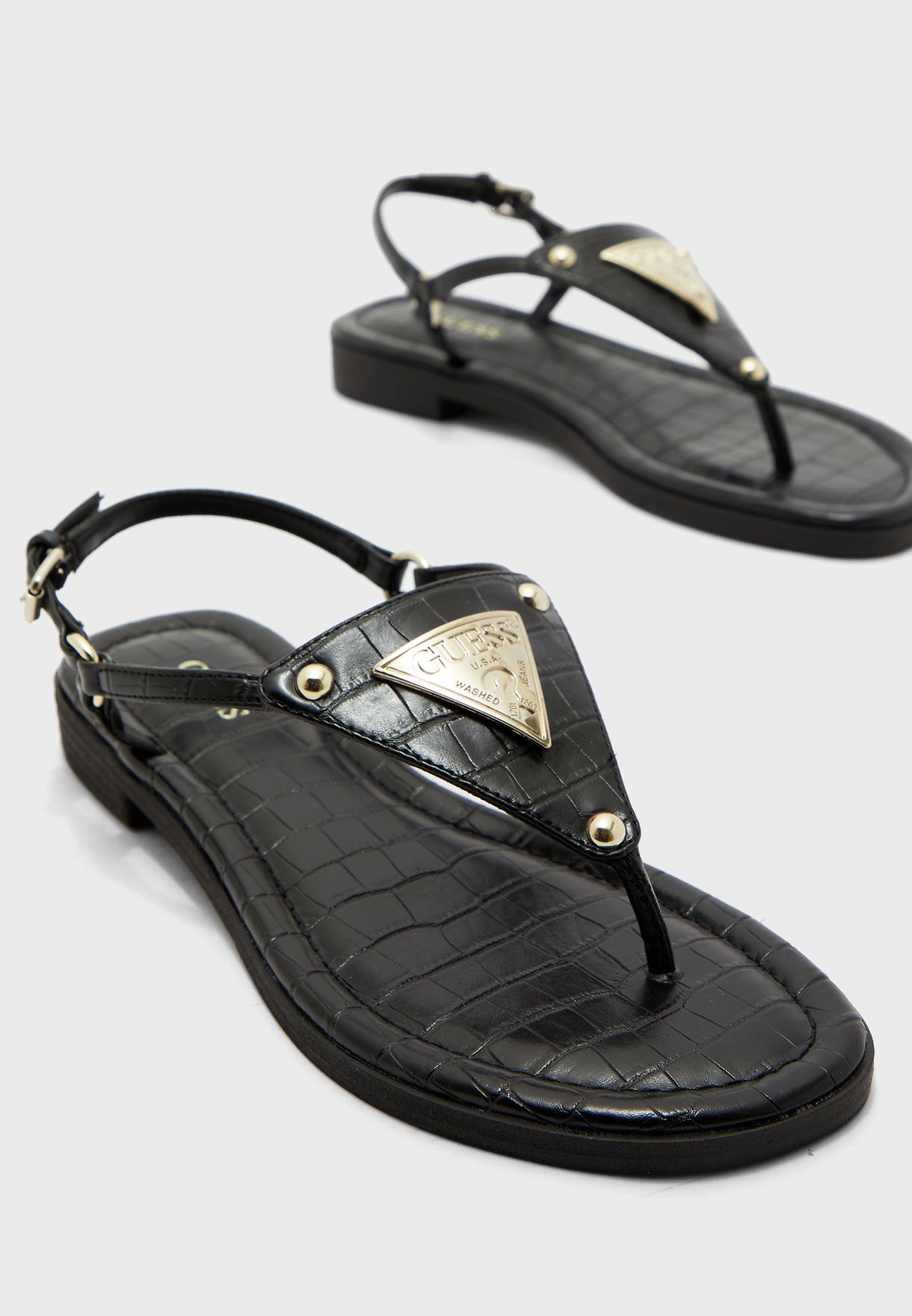 guess black flat sandals