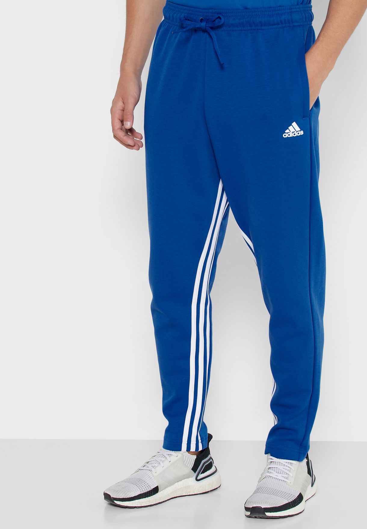 adidas 3 stripe blue track pants