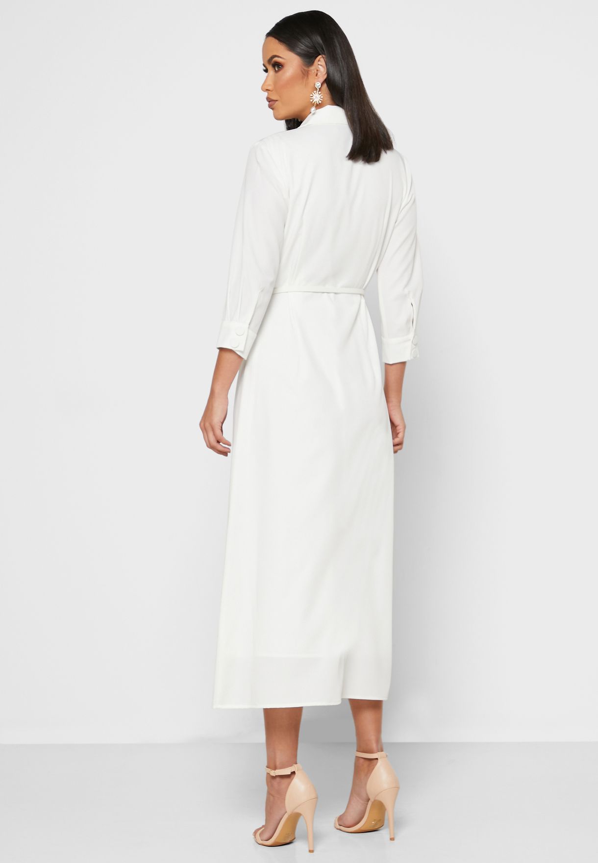 Buy Khizana white Double Breasted Belted Midi Dress for Women in MENA ...