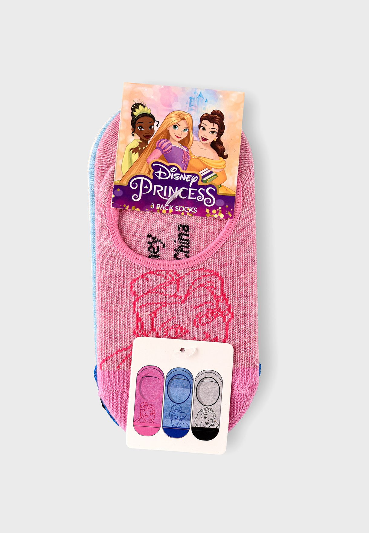 Kids 3 Pack Princess No Show Socks