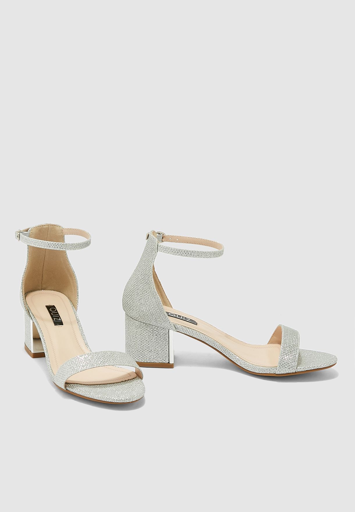 quiz silver heeled sandals