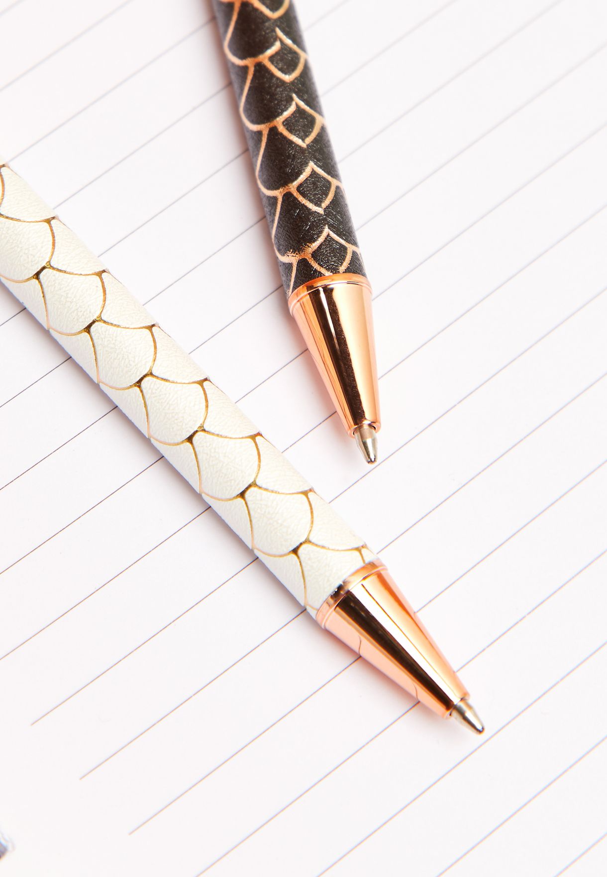 Set Of Two White & Black Pens