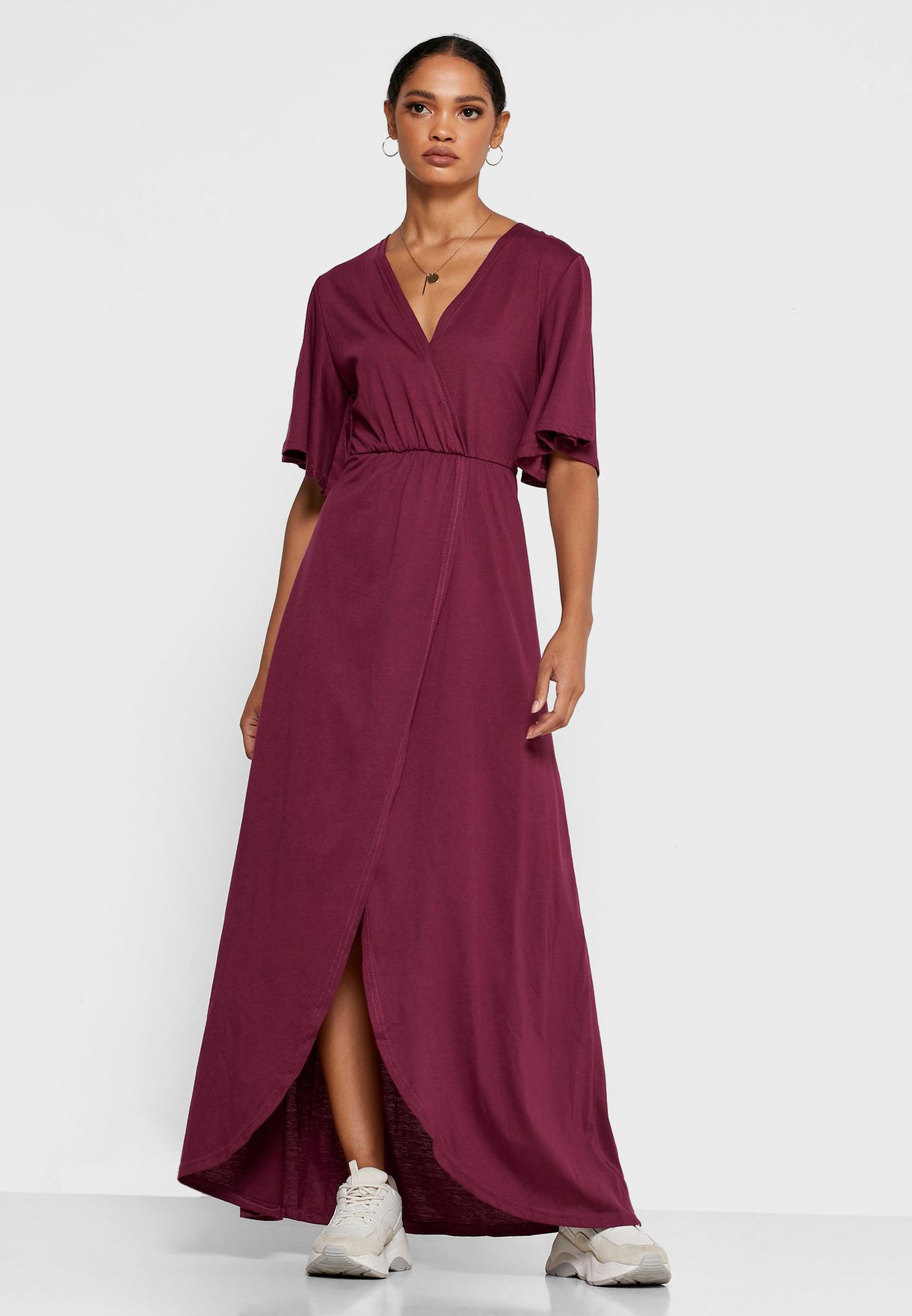 maxi day dress with sleeves