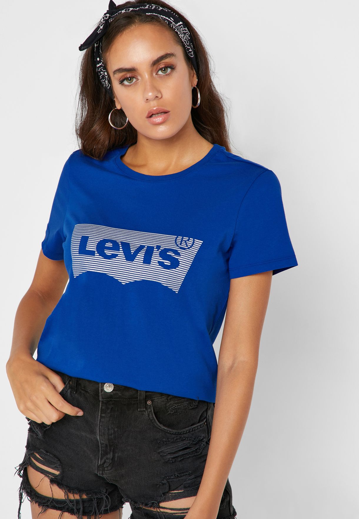 Levis blue Foil Batwing Logo T-Shirt 