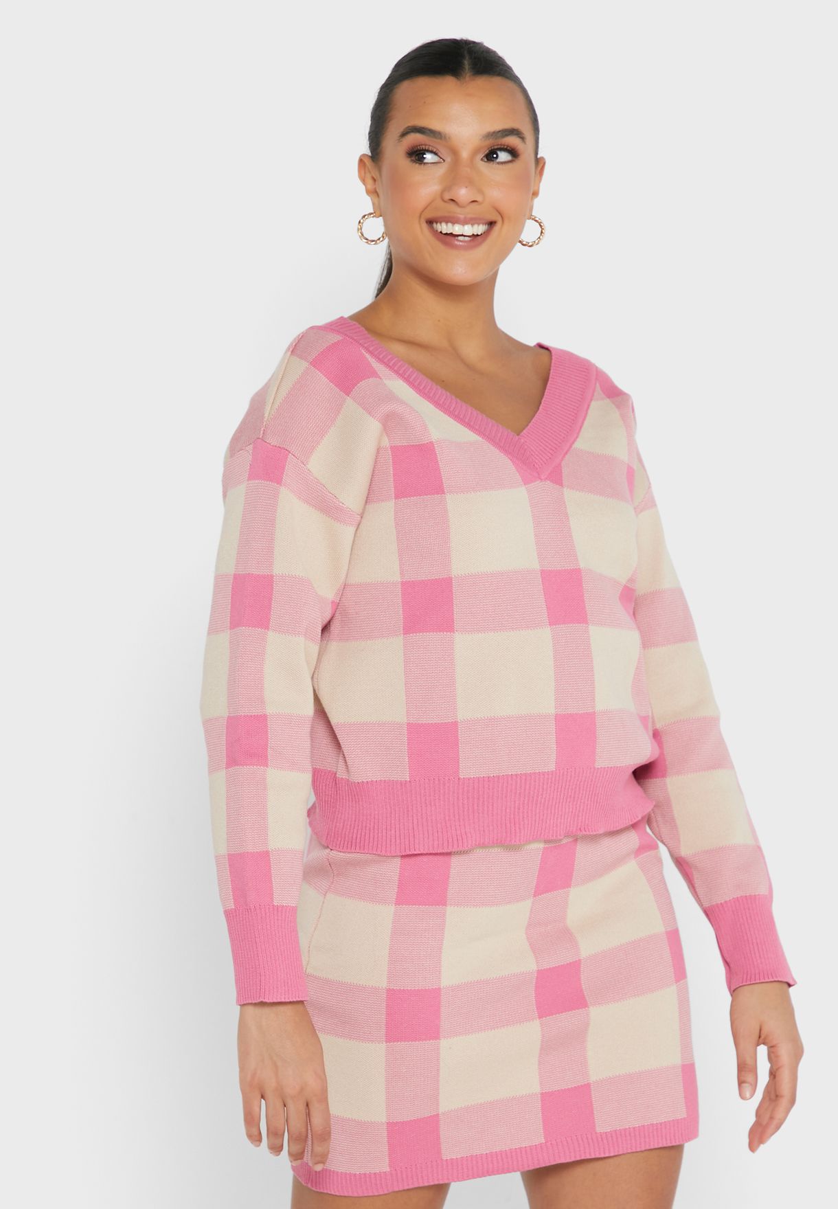 Checkered Skirt Set