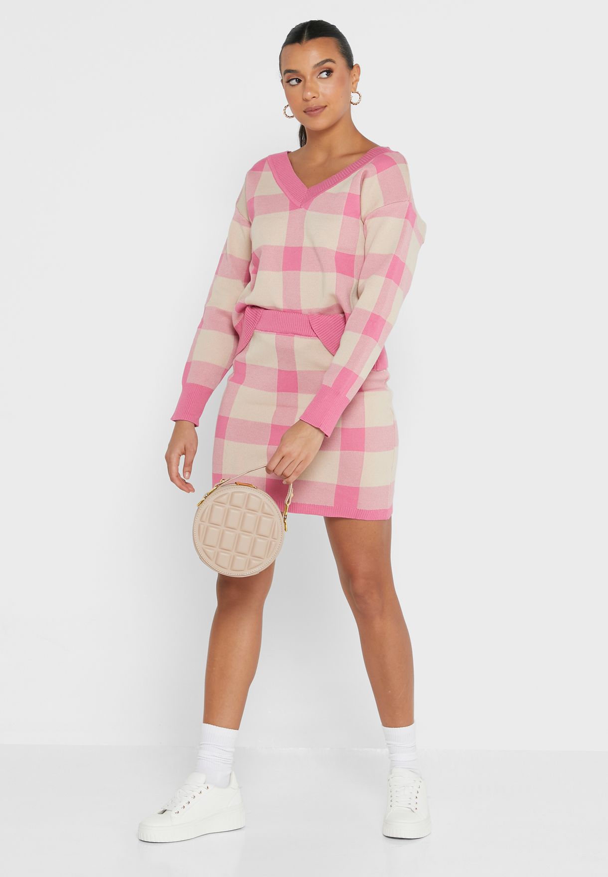 Checkered Skirt Set