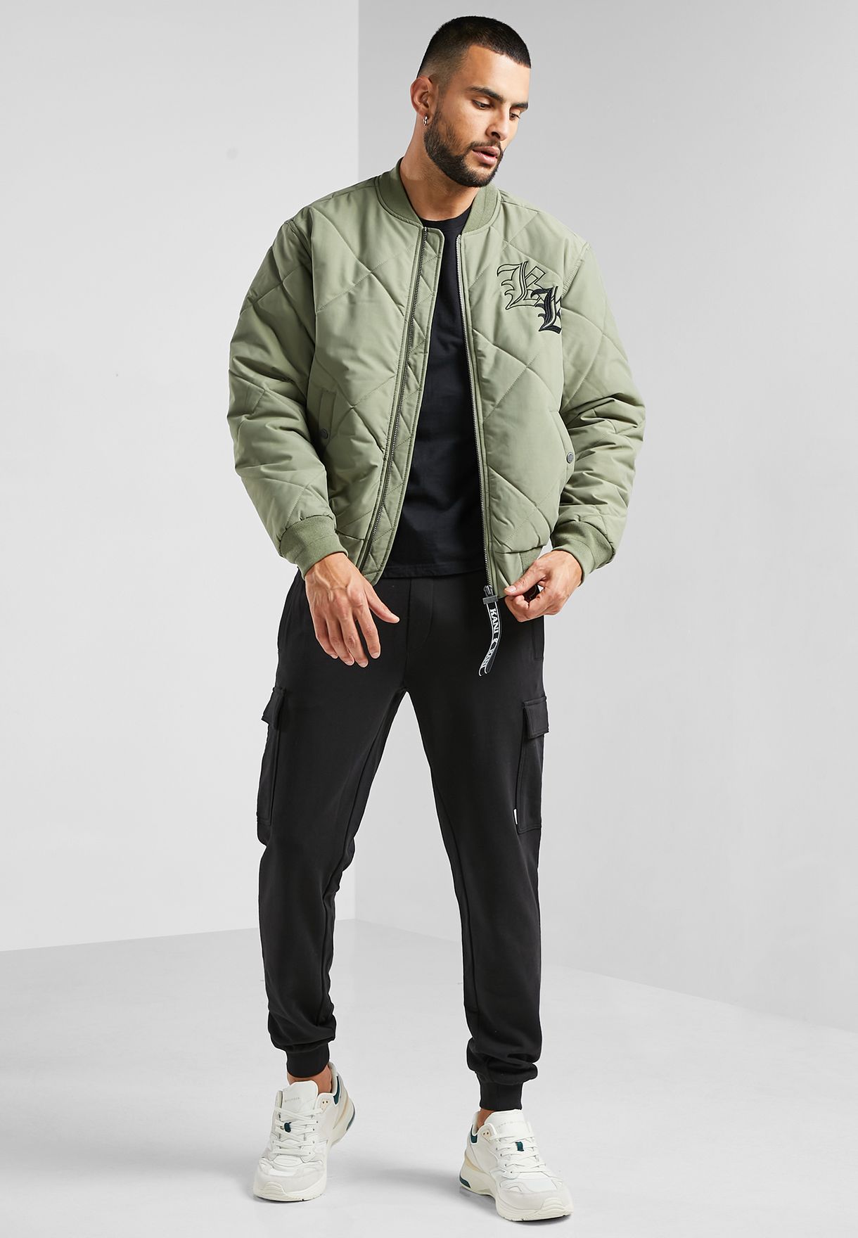 Old English Quilted Bomber Jacket