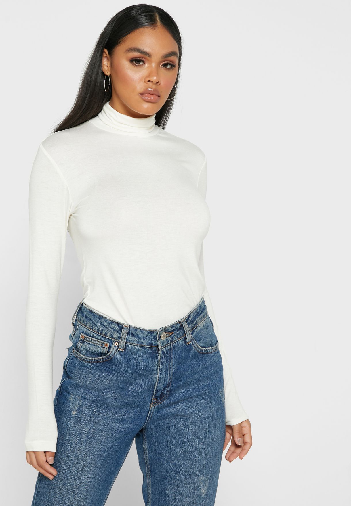 Buy Only white Roll Neck Top for Women in Dubai, Abu Dhabi