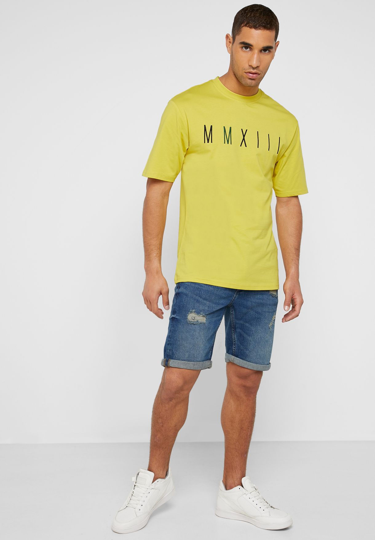 yellow jean shorts mens