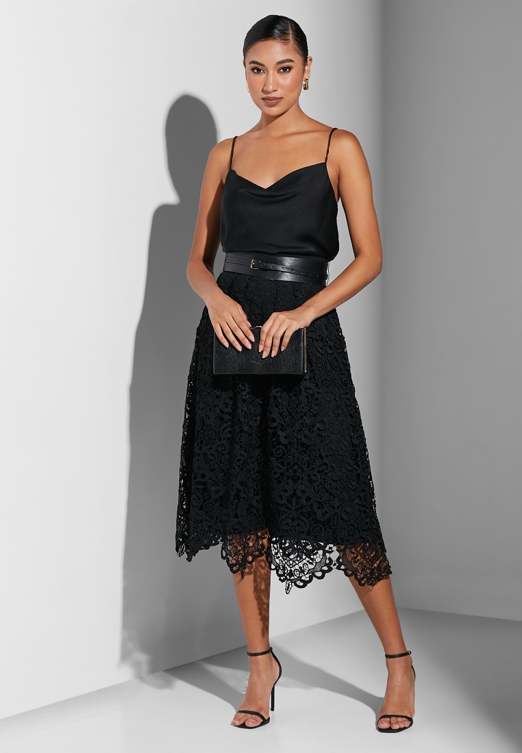 Buy Coast Black Lace Midi Skirt For Women In Mena, Worldwide