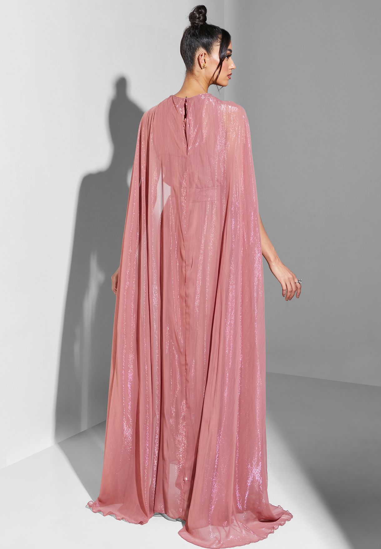 Shimmer Dress With Cape