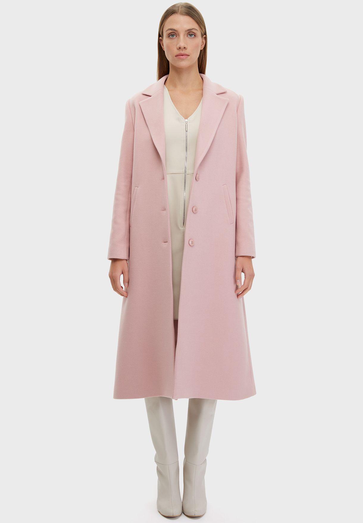 pink longline coat