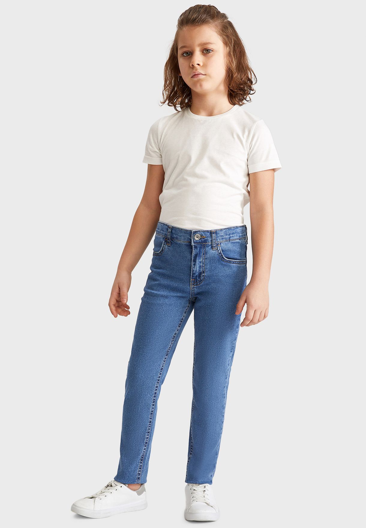 Buy Defacto blue Kids Mid Wash Slim Fit Jeans for Kids in MENA, Worldwide