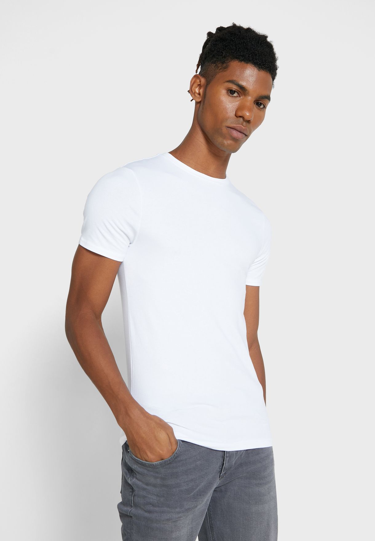 mens white muscle fit shirt
