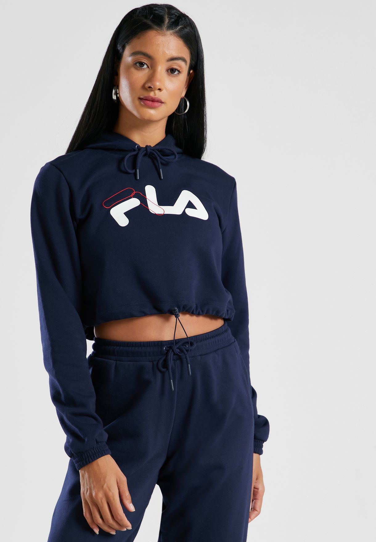 Buy Fila navy Rizzo Boxy Cropped Hoodie for Women in MENA, Worldwide