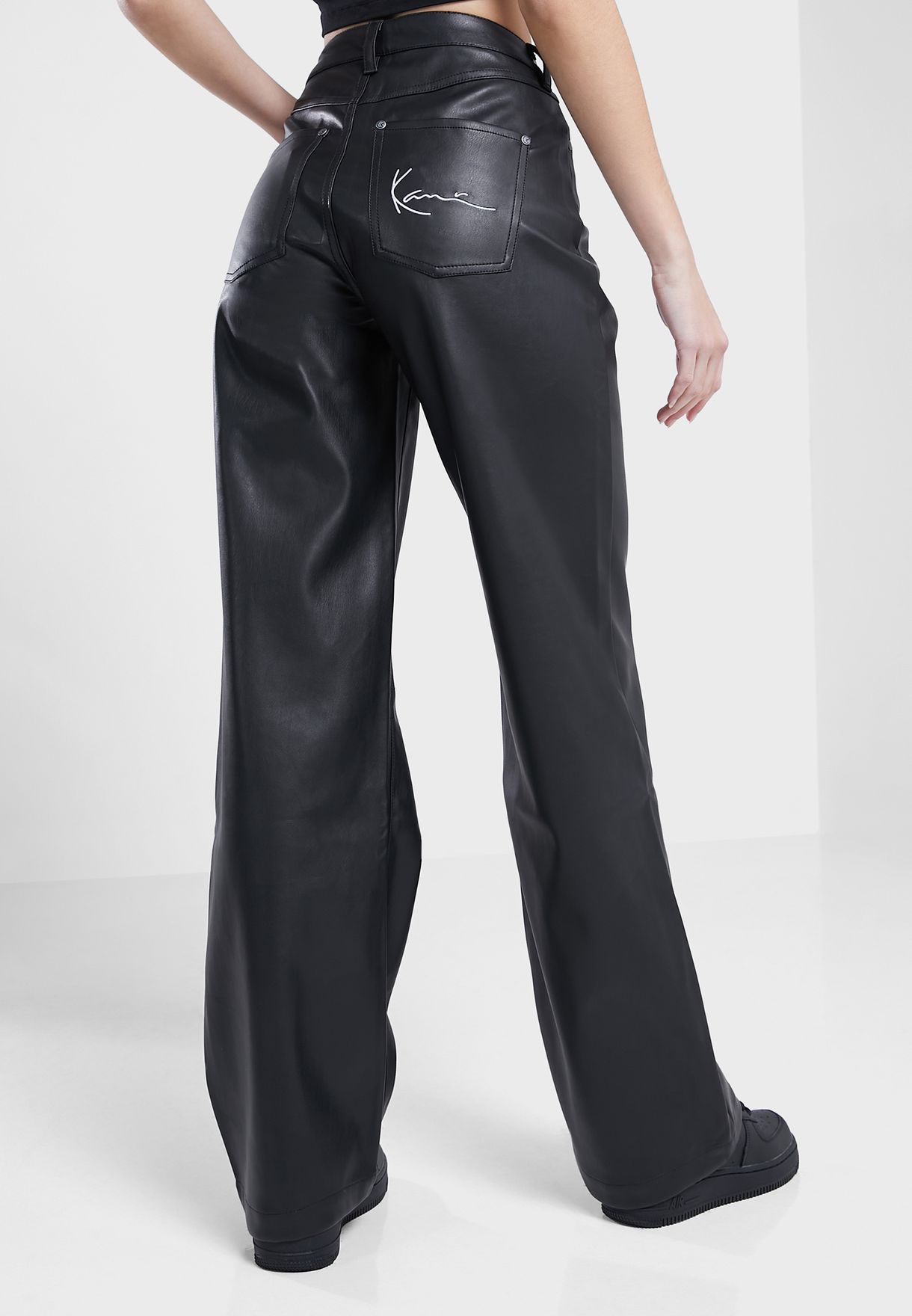 Small Signature Pu Wide Fit Pants