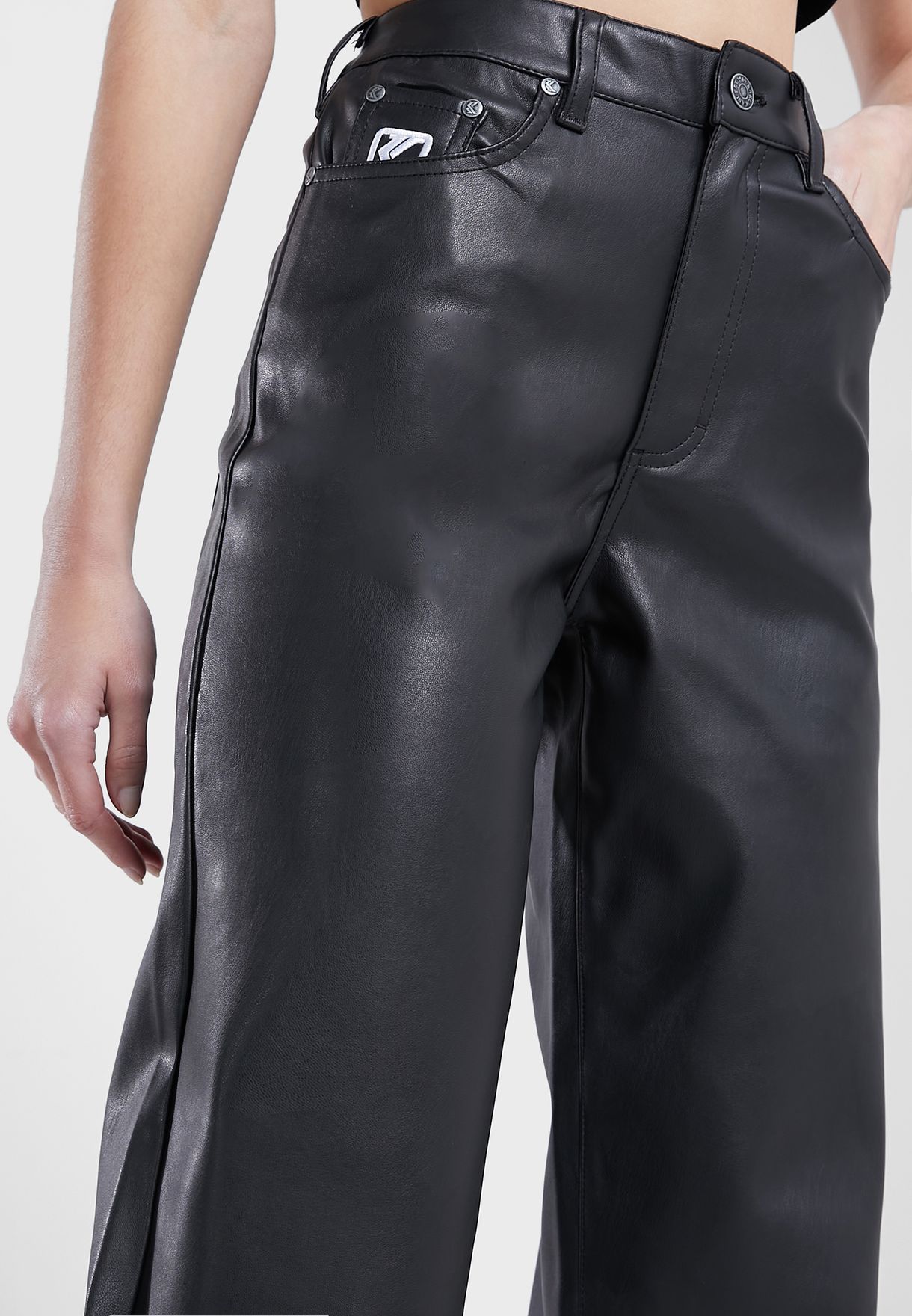 Small Signature Pu Wide Fit Pants