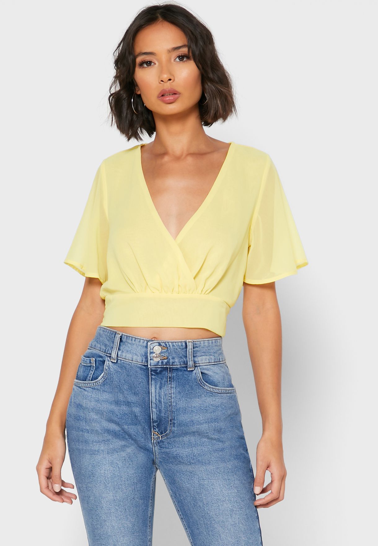 yellow wrap crop top