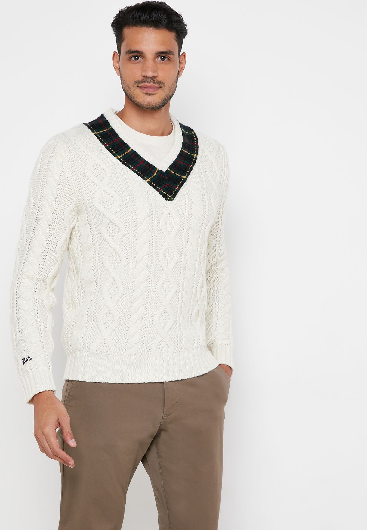 polo cable knit sweater mens