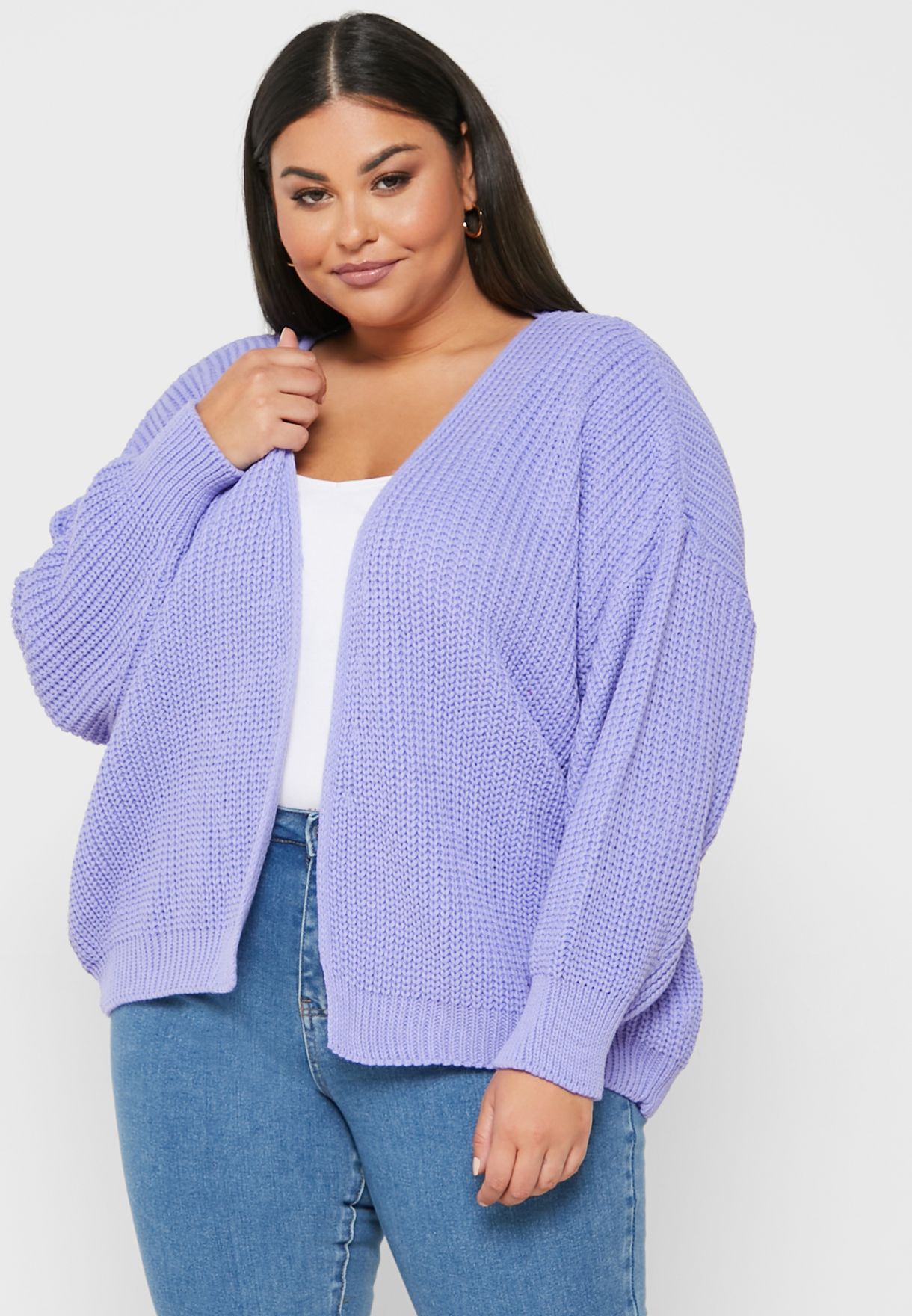 plus size balloon sleeve cardigan