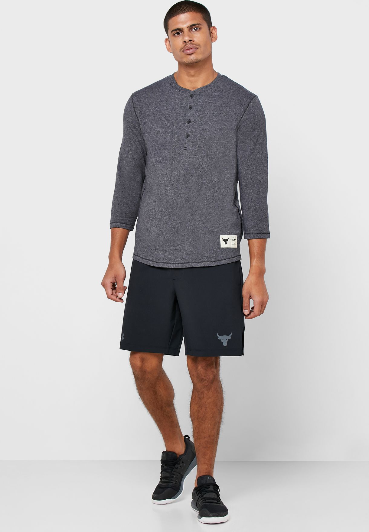 Buy Under Armour grey Project Rock Henley T-Shirt for Men in MENA ...