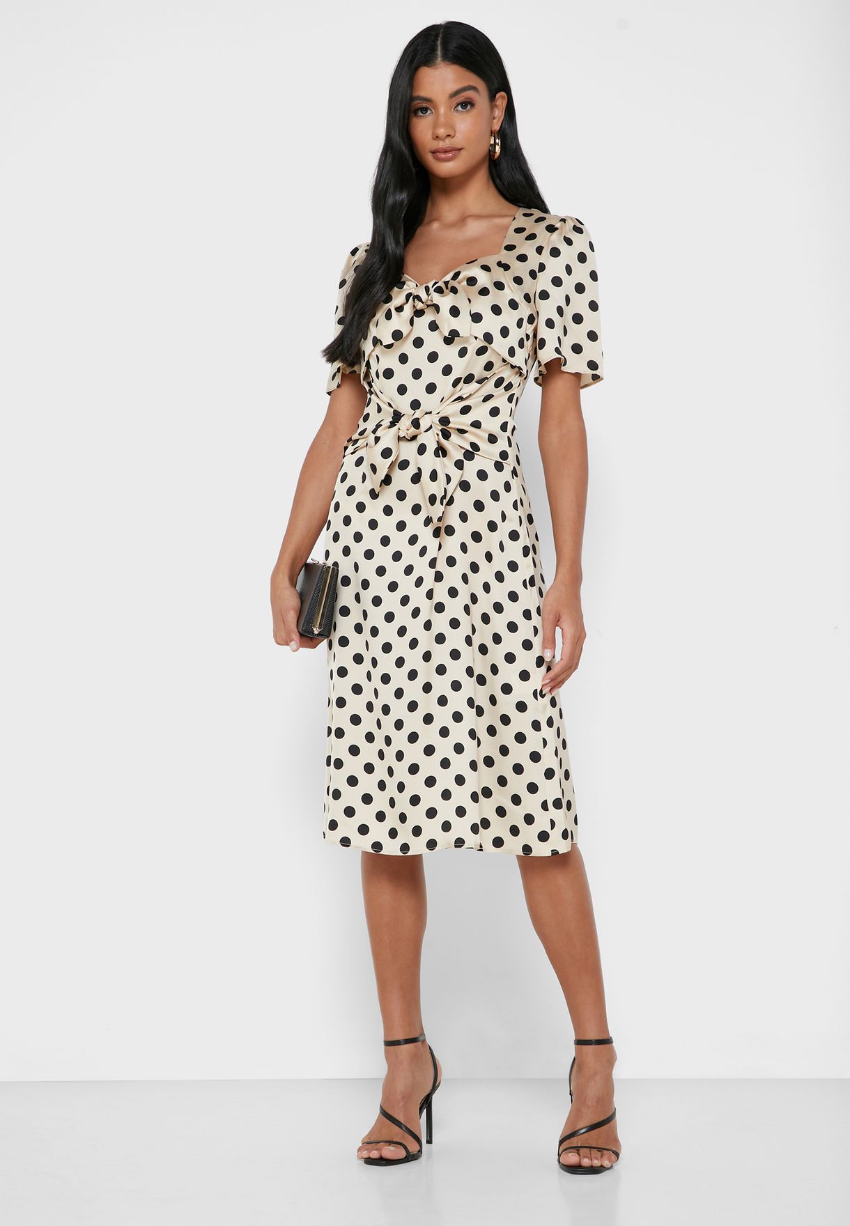 Front Knot Printed Dress