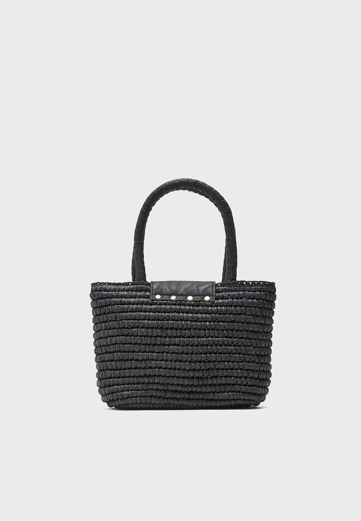 ella straw mini tote