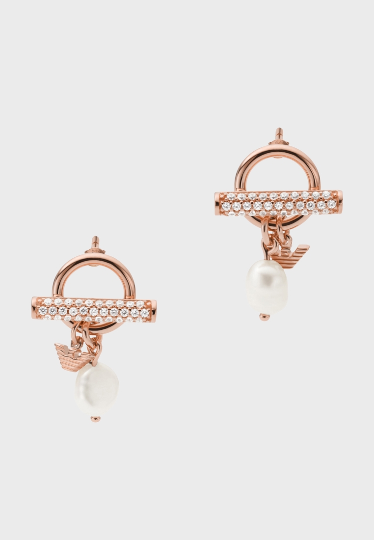 Buy Emporio Armani rosegold Circle Logo Earrings for Women in
