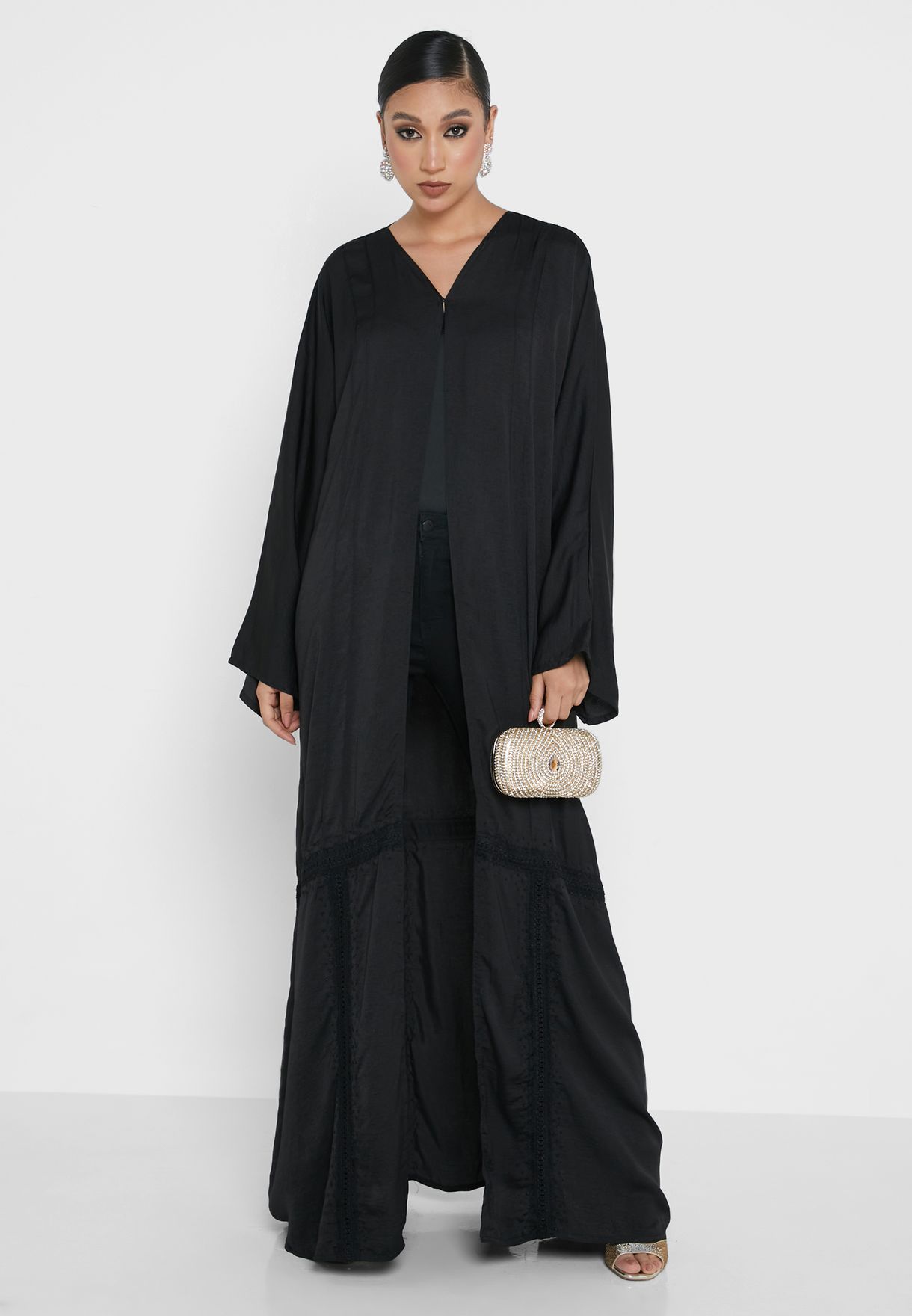 Buy Hayas Closet black Longline Knitted Abaya for Women in MENA, Worldwide