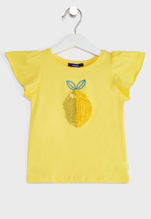 Kids Embroidered Lime Top