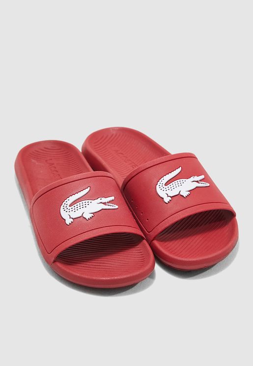 red lacoste sandals