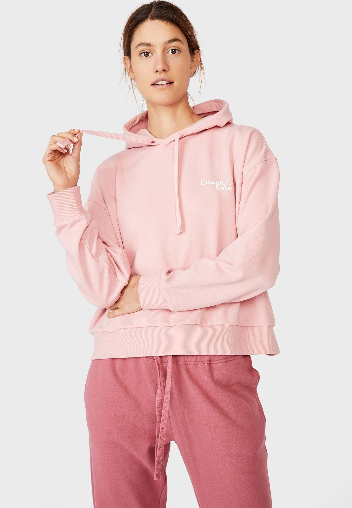 pink graphic hoodie