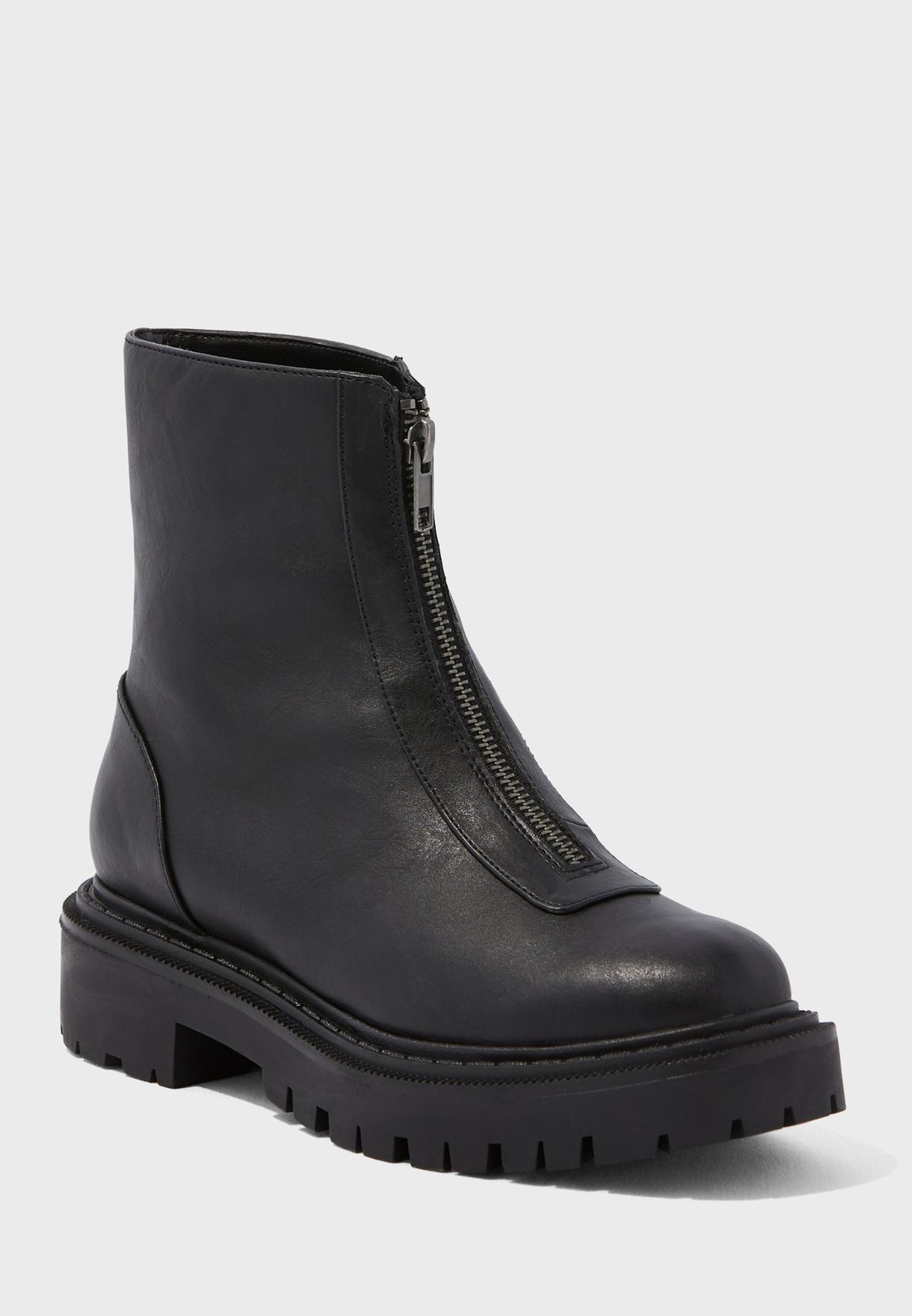 Front Zip Ankle Boots
