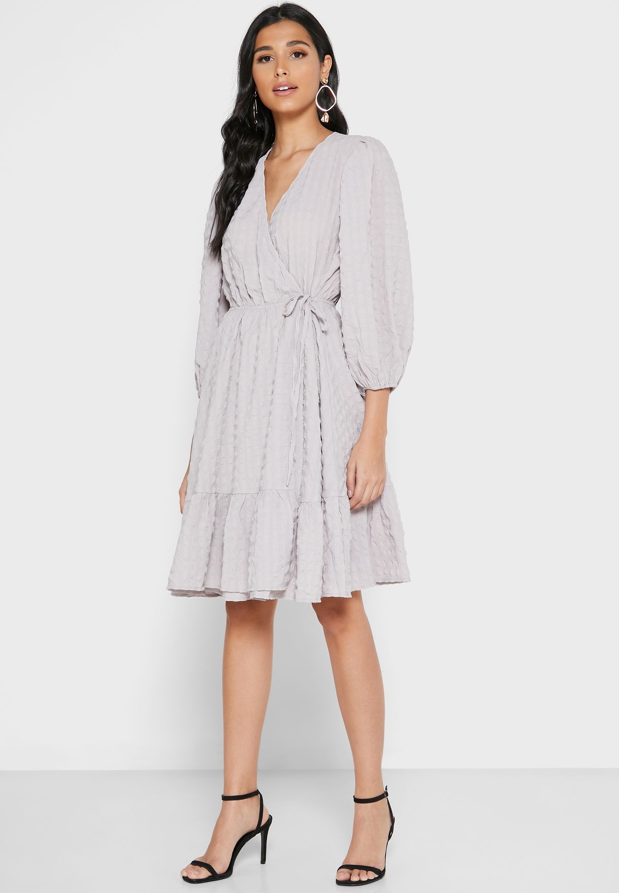 ruffle hem wrap dress