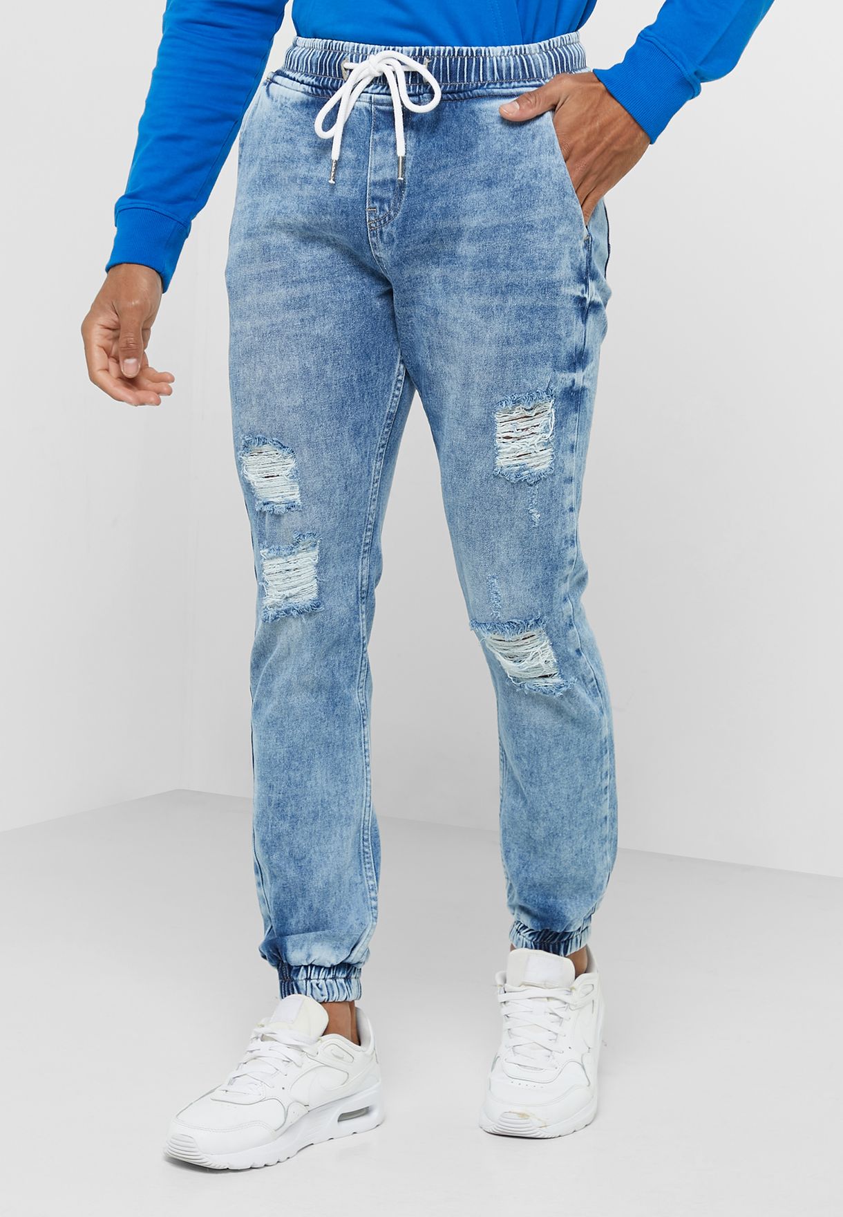 Slim Fit Ripped Jogger Jean