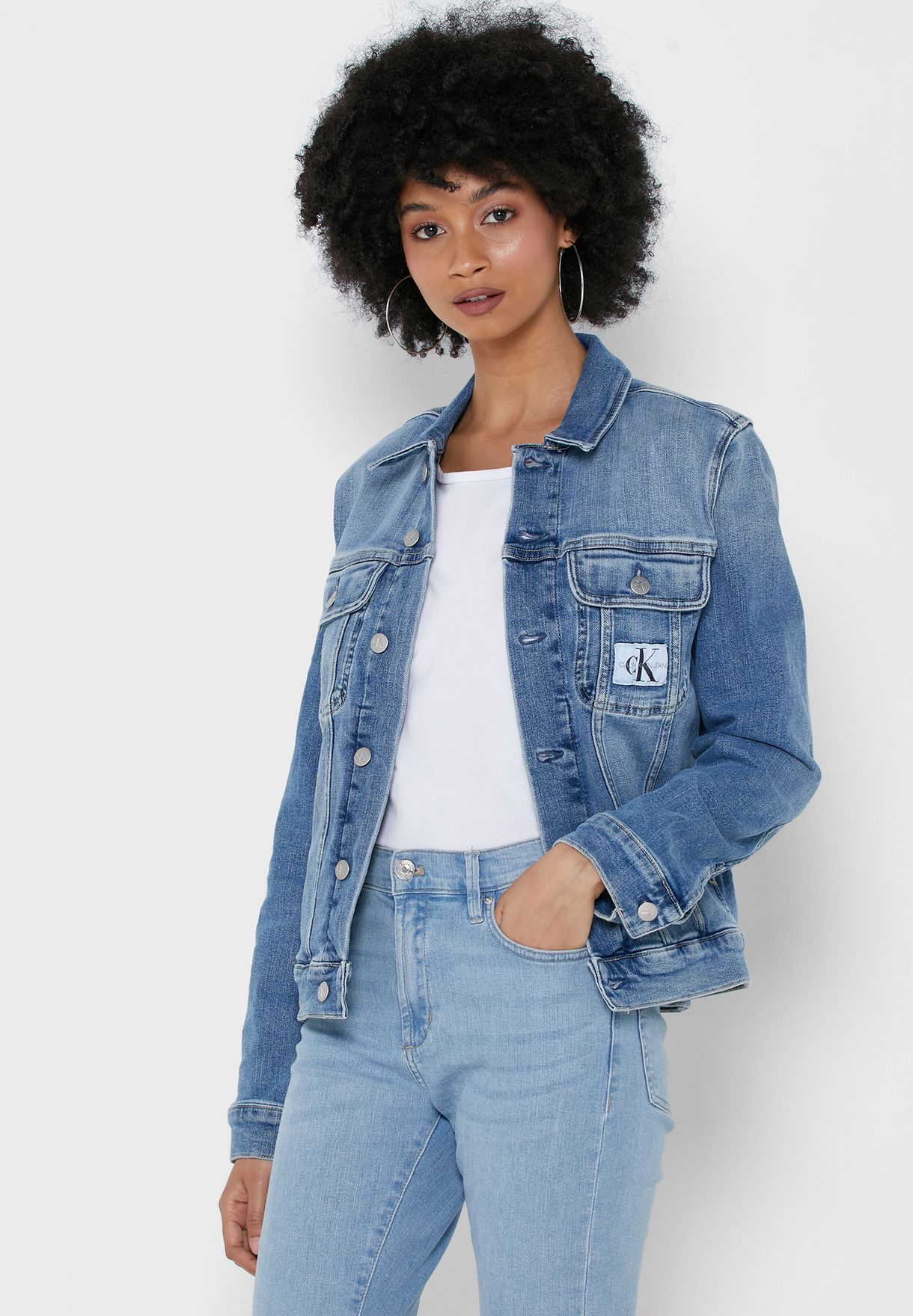 Buy Calvin Klein Jeans blue Denim Jacket for Women in Riyadh, Jeddah