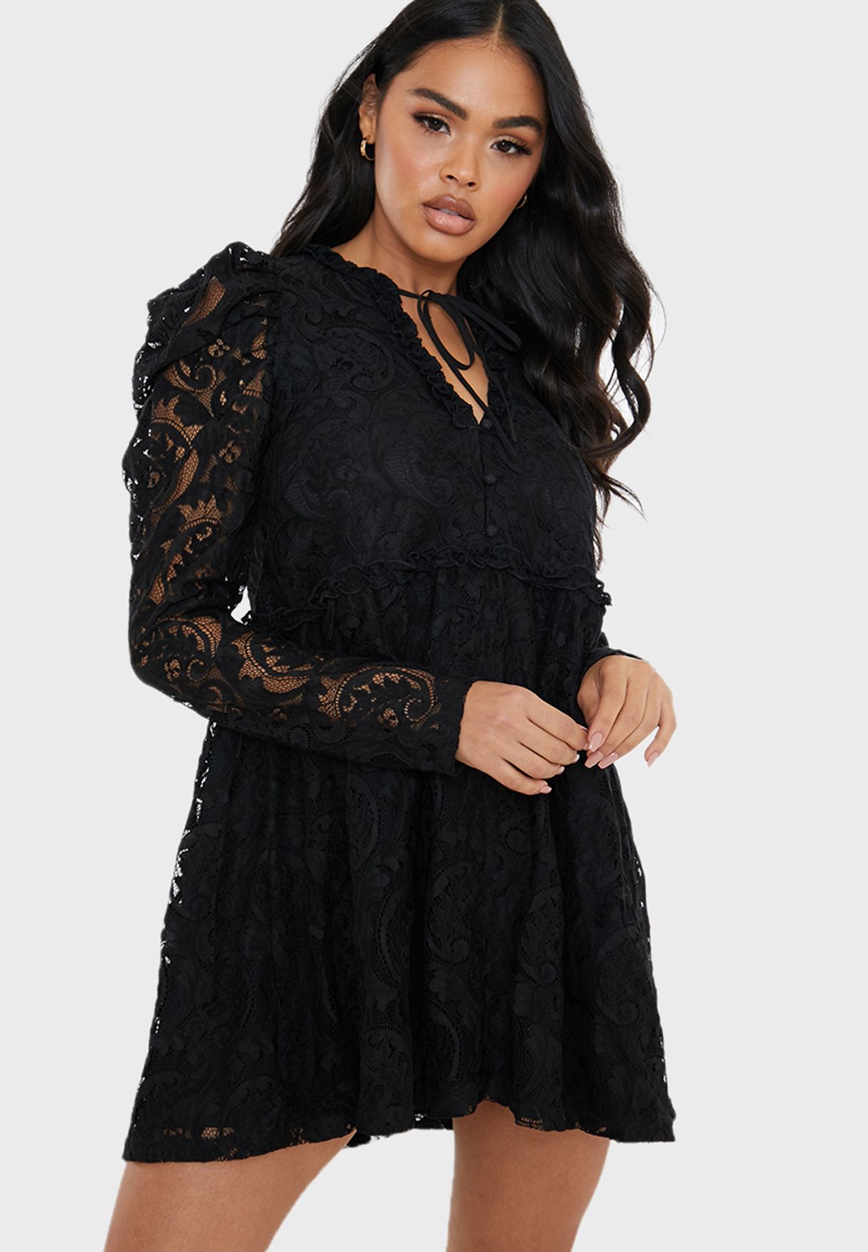 black trapeze dress