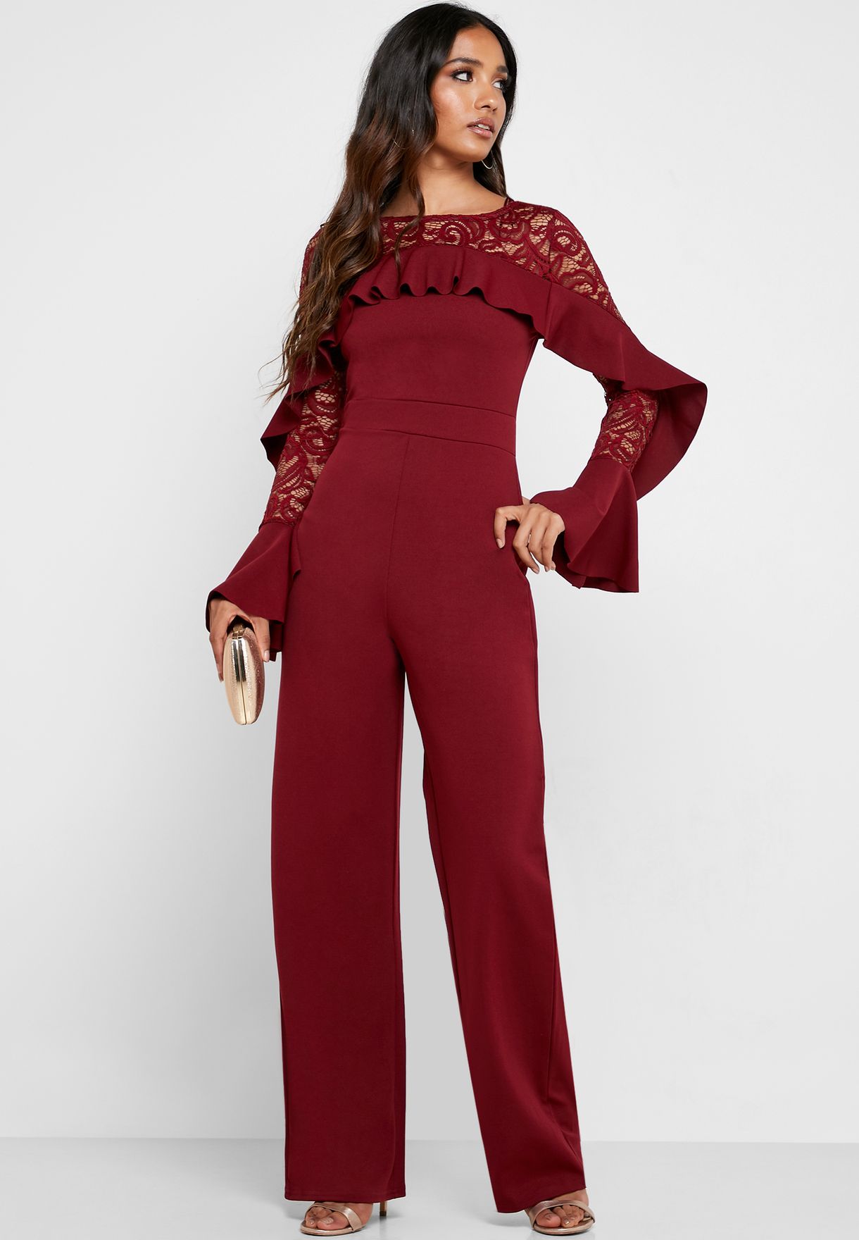 quiz burgundy jumpsuit