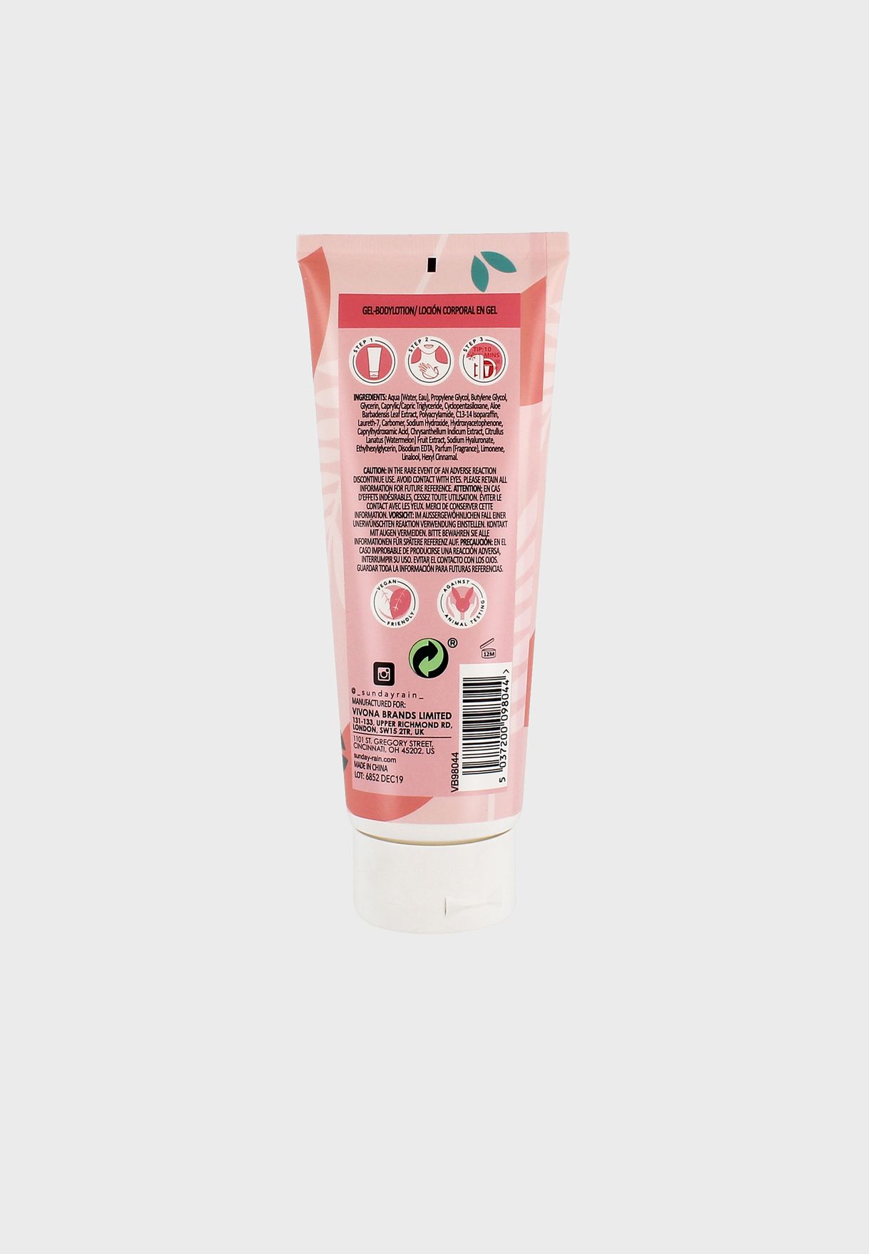 Buy Sunday Rain Clear Watermelon Amp Mint Body Lotion Gel For Women In Dubai Abu Dhabi Vb98044